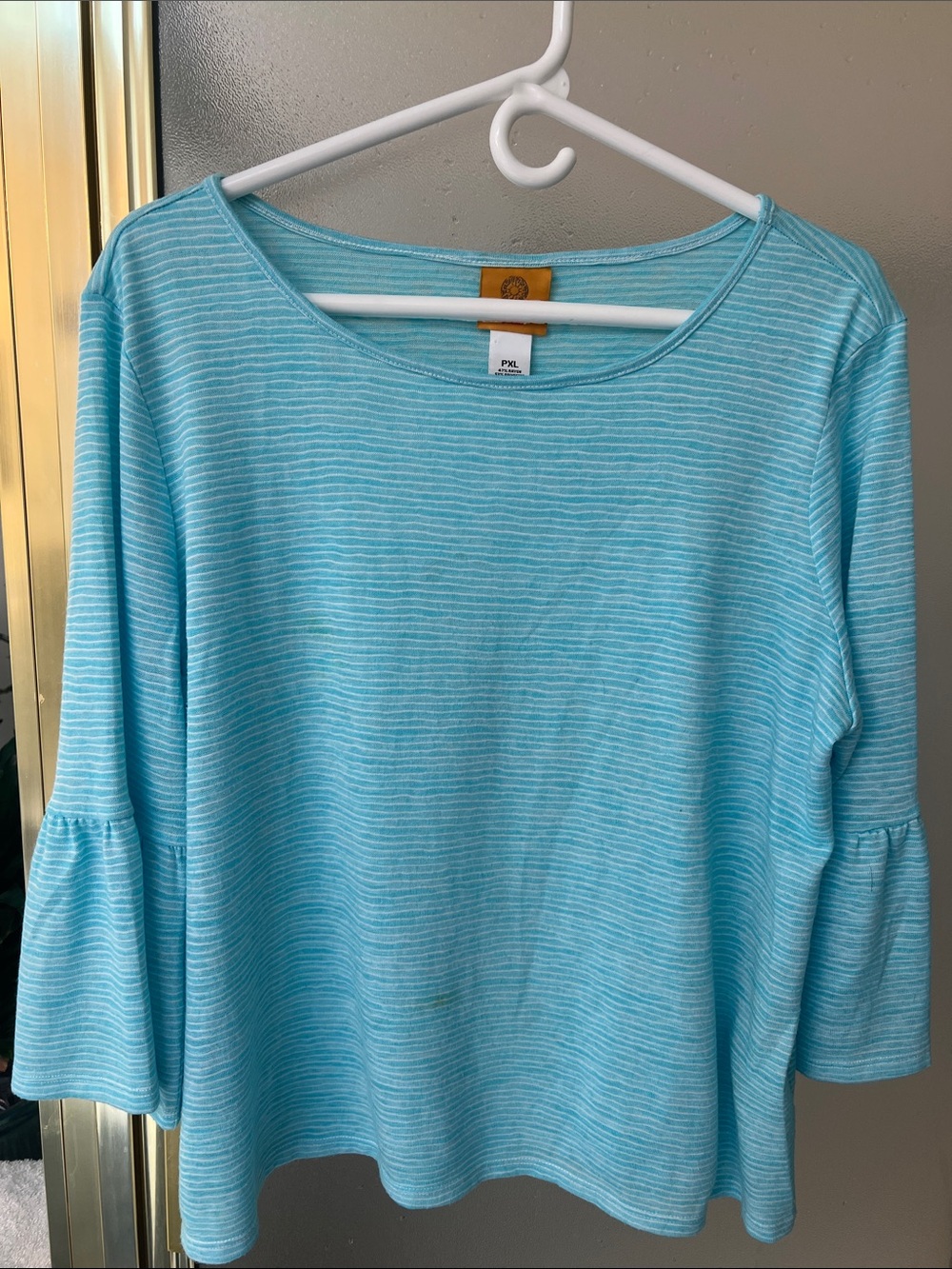 Ruby Rd. Light Blue Striped Bell Sleeve Long-Sleeve Tee